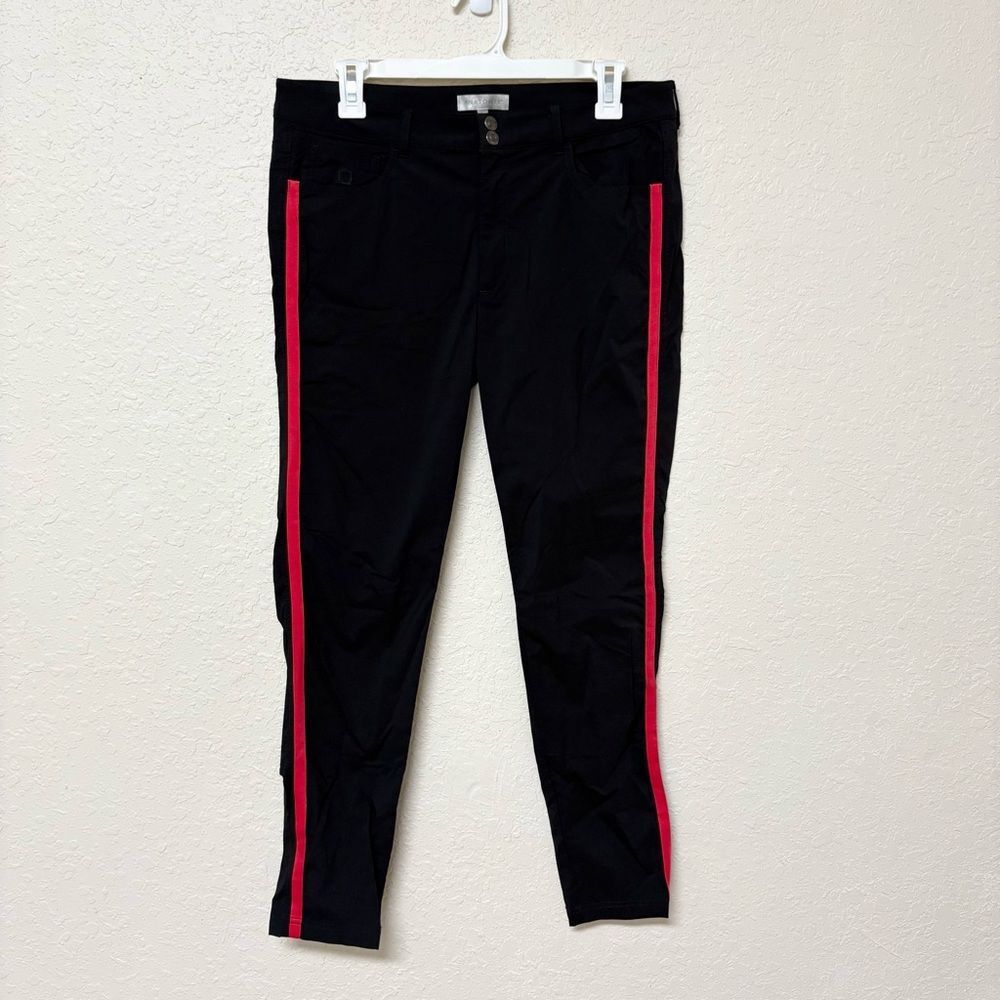 Anatomie Luisa Black Red Side Stripe Skinny Pant Size L Stretch Travel